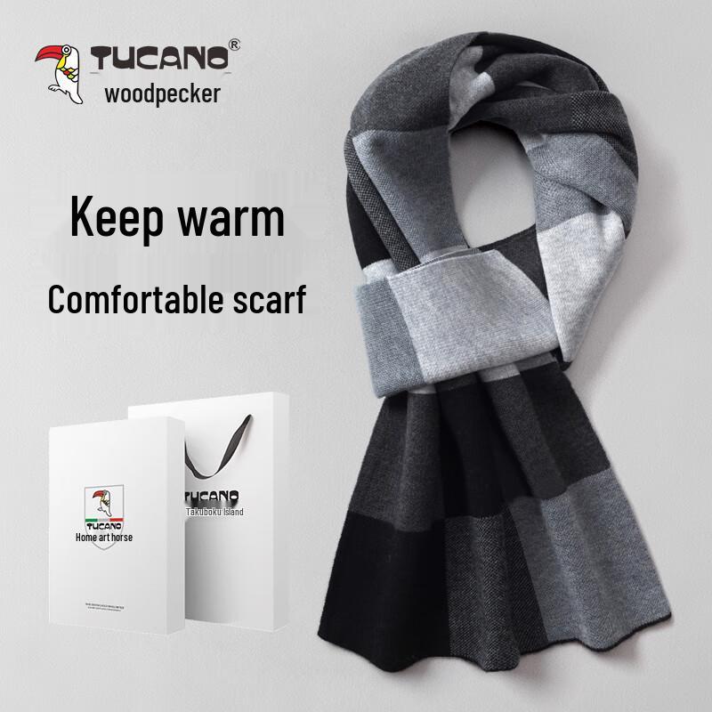 TUCANO Men's Wool Blend Plaid Winter Scarf