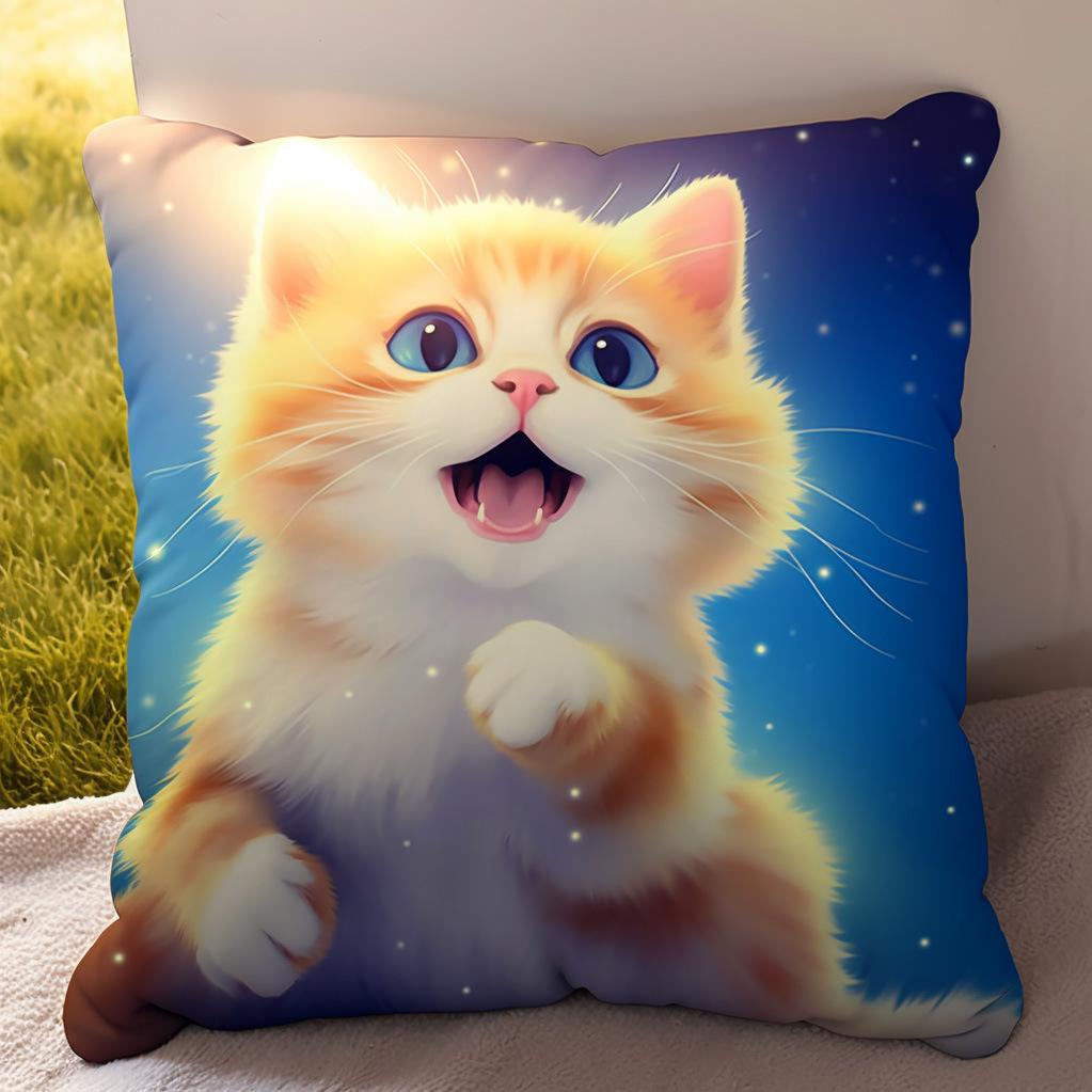 Simple Cute Kitten Pillow Cartoon Sofa Bedside Cushion Car Office Nap Cushion Cat Pillow