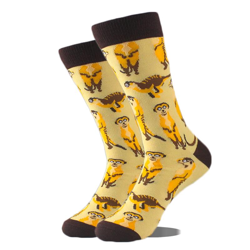 Happy Funny Socks Men Animal Lion Sloth Shark Crazy Design Sokken Unisex Novelty Violin Carrot Crew Skateboard Calcetines Hombre