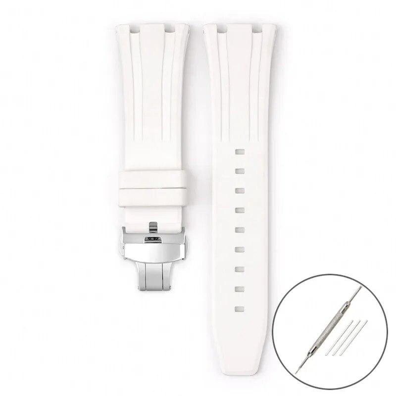 Ремешок из фторкаучука для Audemars Piguet Royal Oak 15400 15500 26331, мужской мягкий ремешок с пряжкой-бабочкой из FKM, сменный ремешок для часов AP 26 мм