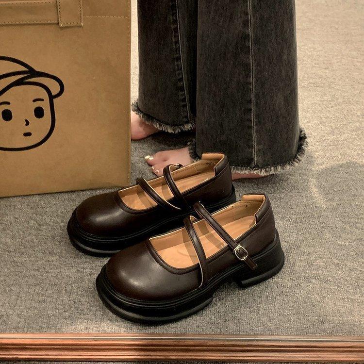 Модные и удобные женские мокасины с круглым носком Black Hundred с толстой подошвой. Женские летние туфли в стиле ретро в стиле Мэри Джейн.