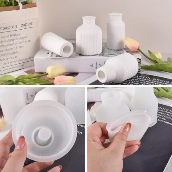 Форма для вазы, антипригарная силиконовая форма для рукоделия, многоразовая форма для хранения «сделай сам», полосатая форма для изготовления вазы для украшения дома