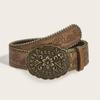 Vintage Cowboy Belt PU Leather Western Belt Fashion Women Belt  for Jeans Pants Dresses