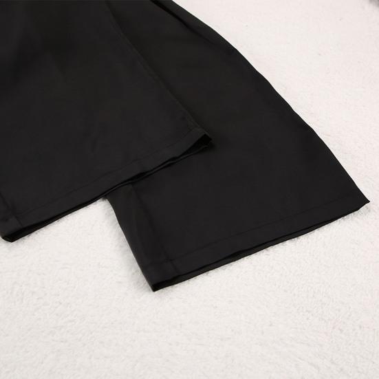 2 шт./комплект Женский костюм рубашка и брюки Домашний костюм Свободный Лацкан Длинный рукав Свободный Однотонный Однобортный Широкие брюки Прямые Мягкий