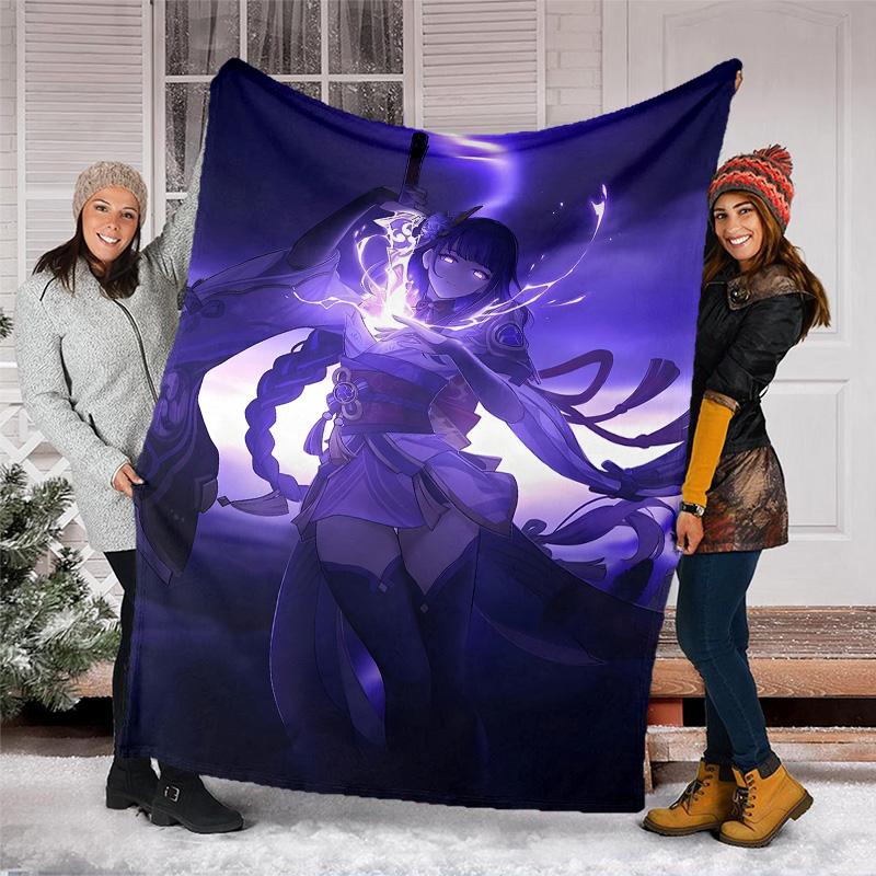 1pc Genshin Impact Beelzebul2 Theme Blanket - Digital Print, Polyester, Cozy for All Seasons, Perfect for Outdoor, Camping, and Travel