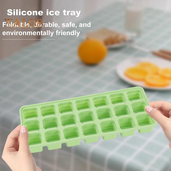 Silicone Ice Cube Tray with Lid 21 Large Cubes Easy Release Foldable Ice Mold Flexible Freezer Mold for Stacking Storage