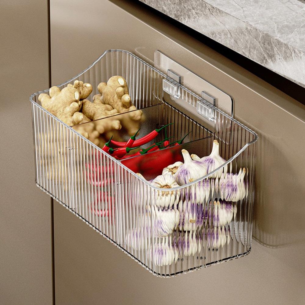 Transparent Kitchen Storage Basket No Punching Spices Container  Kitchen Supplies
