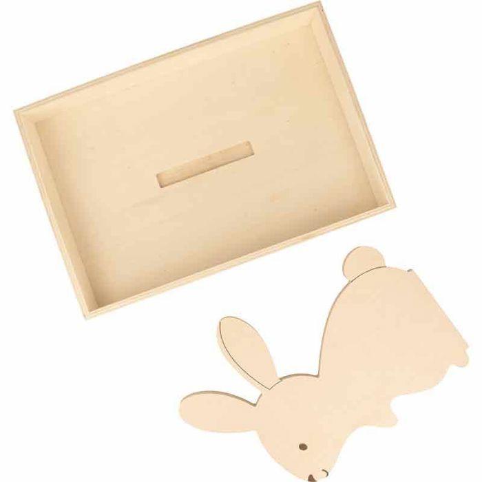Wooden Tray with Rabbit - 25 X 17 X 4.5 Cm