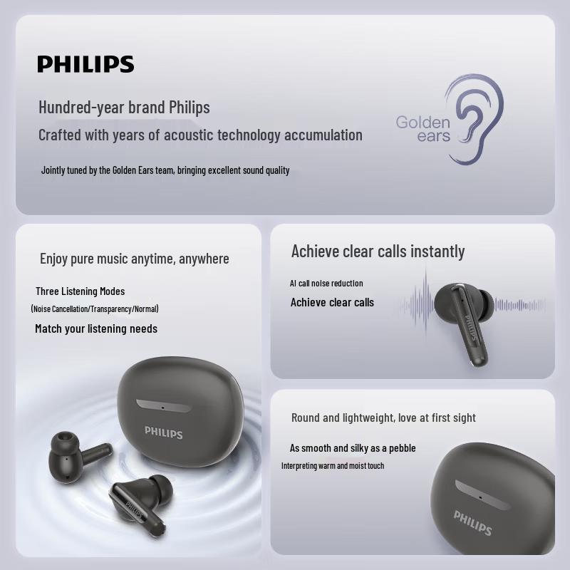 Philips True Wireless Гибридные наушники с активным шумоподавлением TAT3518