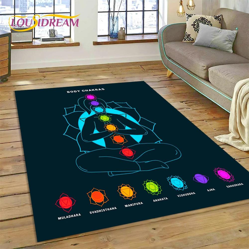 3D ковер для йоги, медитации, Радуги, 7 чакр, ковер для спальни, гостиной, домашний диван, украшение, детская игра, большой декор, напольный коврик