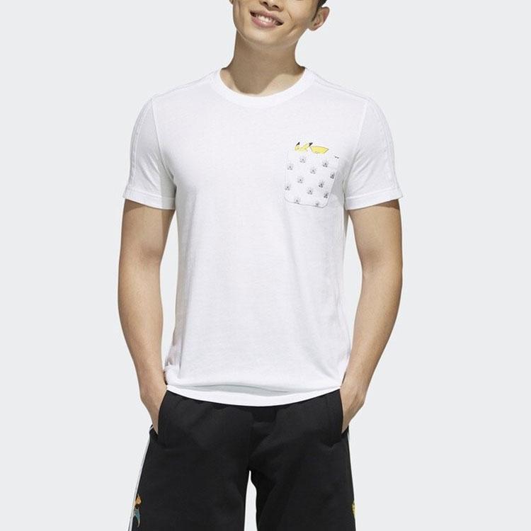 Adidas Футболка Neo X Pokémon Pikachu с коротким рукавом и принтом в виде кармана, мужская, белая FM0326