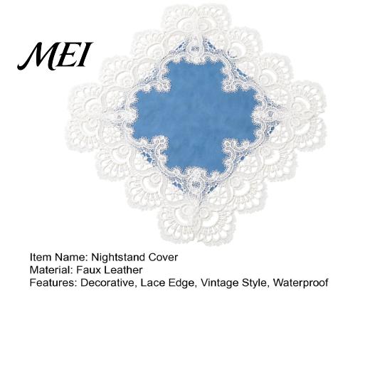 Nightstand Protector Square Lace Cover, Vintage Style Side Table Waterproof Bedside Heat Insulation Mat for Coffee Spill Resistant Cover