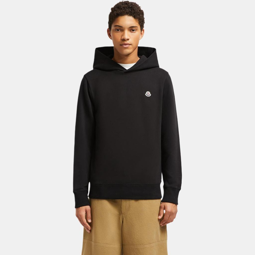Moncler Solid Color Logo Patch Hooded Sweatshirt Men sweatshirt Black K1-091-8G00035-89AUJ-999