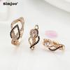 SIMJOO Романтические серьги из розового золота, модные изысканные полые черно-белые серьги с цирконом, комплект колец и сережек