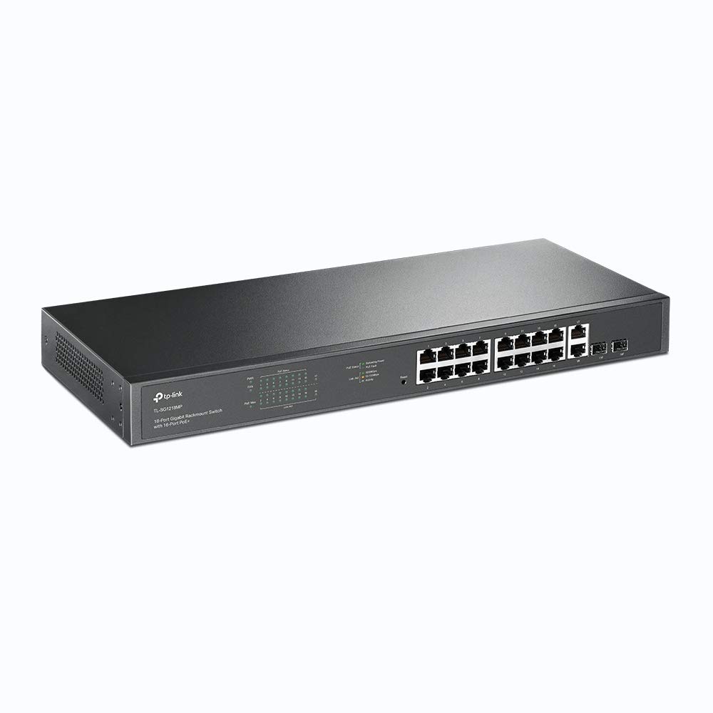 18 Port Gigabit Rack Mount Switch with 16 Ports UN TP-LINK PoE+ TL-SG1218MP