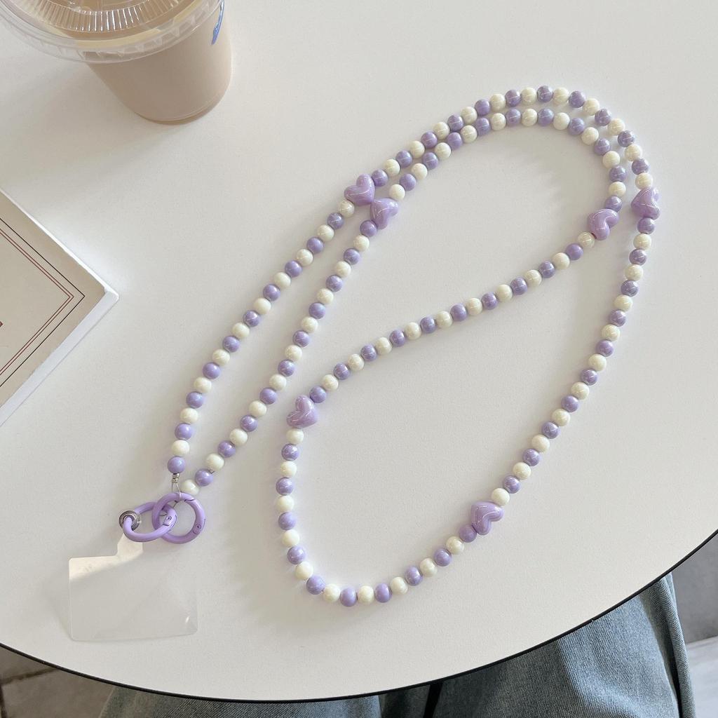 Красочный цепочный ремешок для телефона через плечо с бусинами в форме сердца - Защита от потери, Подходит для всех чехлов