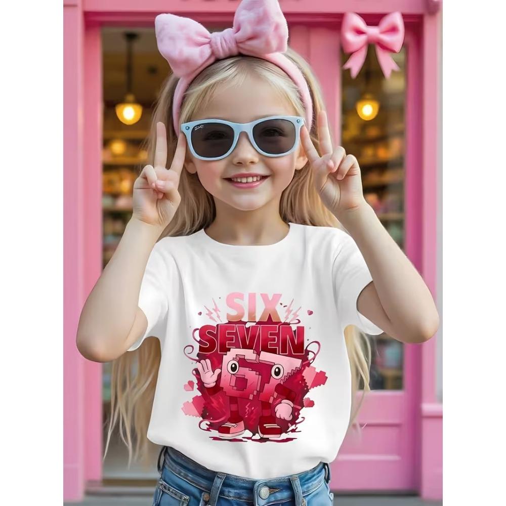 Women's T-shirt Summer Casual Fashion Women's Clothing 67 Six Seven Cute Print Trendy Women's Short Sleeve Tees Tops