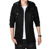 Spring and Autumn Pure Cotton Washed Men's Hooded Jacket Jacket Casual Mid-Length Windbreaker Men's Jacket