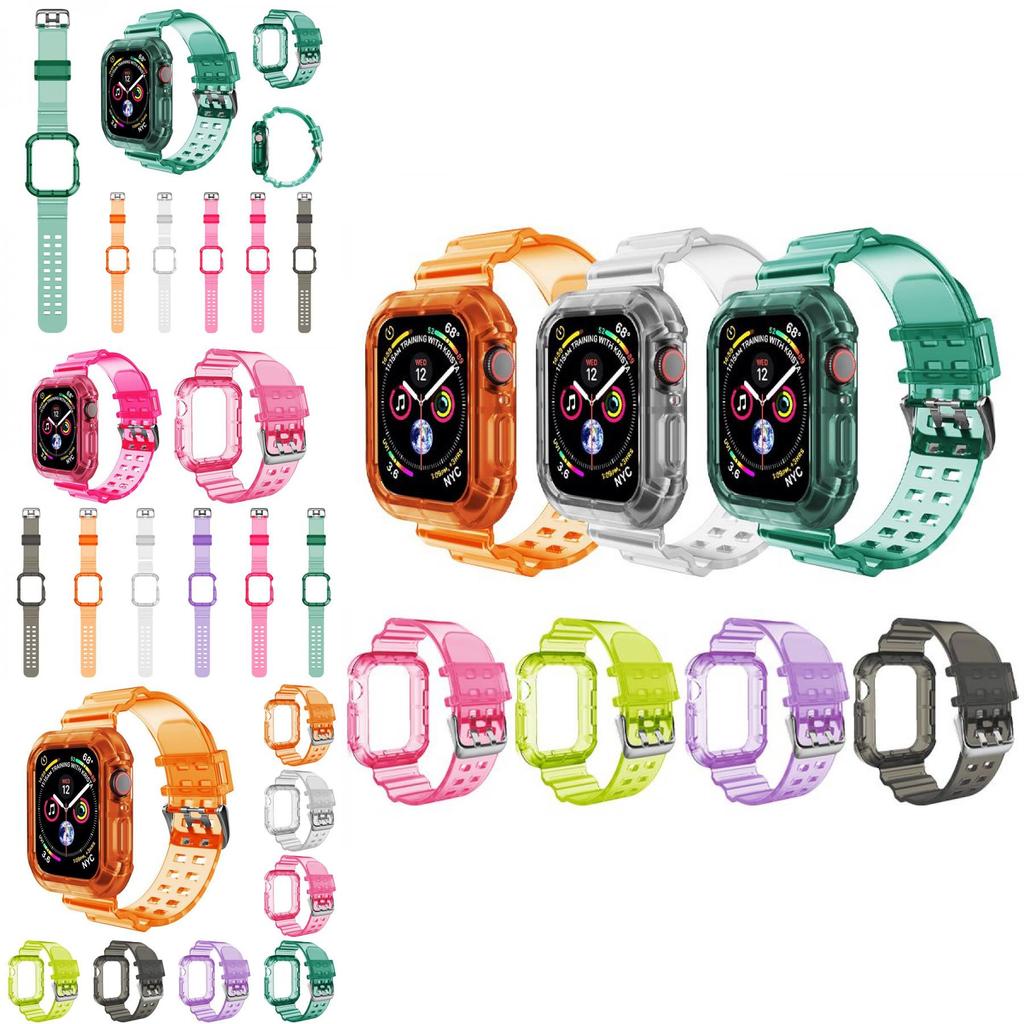 Прозрачный спортивный ремешок из ТПУ для Apple Watch Series 1/2/3/4/5/6/7/se Регулируемый и с точными вырезами