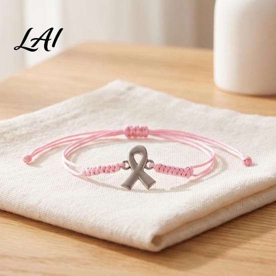 Flexible Knot String Bracelet 2PCS Hand-woven Braided Bracelets with Metal Ribbon Pendant Adjustable Cord Awareness Commemorative Gift for