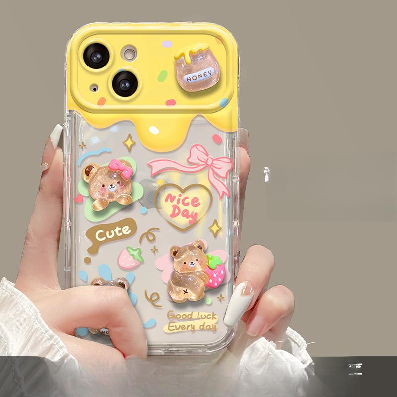 Цепочка-кукла Мишка Любовь Подходит для мобильного чехла Apple 15 IPhone 14/13pro Зеркало-книжка 11 Мультяшный