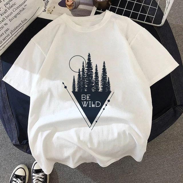 Summer White T Shirt Dark Forest Mountain Adventure Harajuku Shirts Short Sleeve Tops Female Clothing
