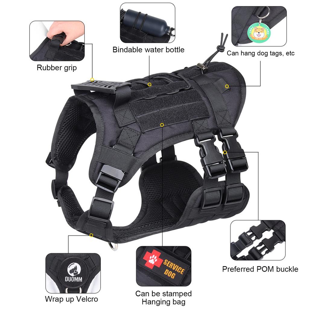 Medium Big Dog Harness Multifunction Tactical Dogs Vest More Solid Waterproof Oxford Cloth Dogs Harness Dog Accessoires Supplies