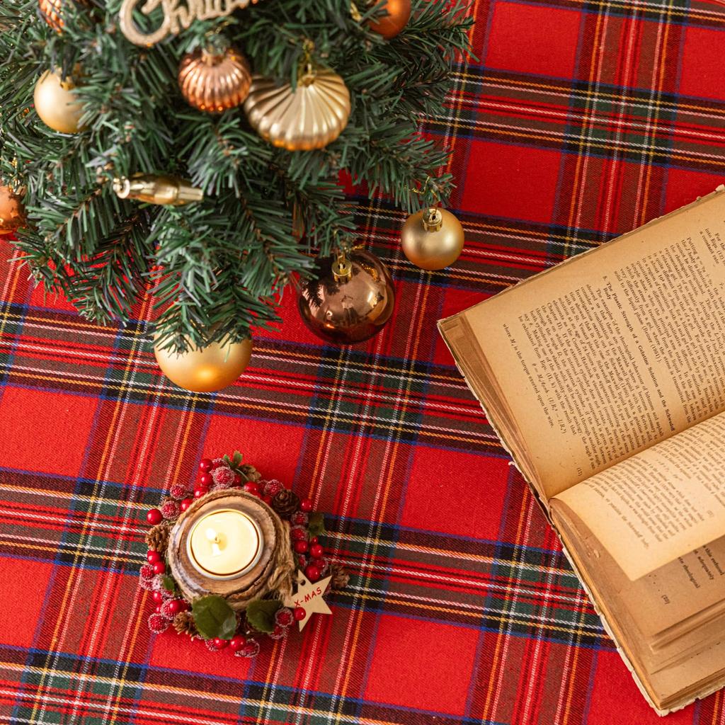 Круглая Рождественская Скатерть - Красная Клетчатая Рождественская Скатерть, Рождественские Скатерти Для Обеденного Стола, Вечеринки, Кухонного Декора