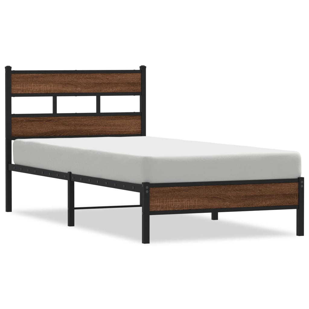 vidaXL Bettgestell ohne Matratze Braun Eiche 100x190 cm Holzwerkstoff