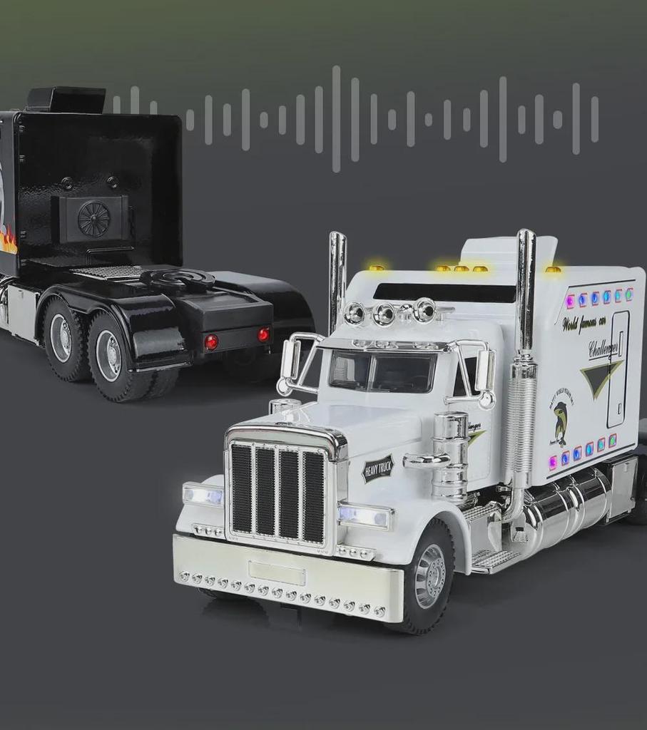 Модель трактора Peterbilt 389 Alloy в масштабе 1/24 со звуком и светом, инерционный механизм - детская подарочная игрушка