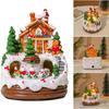 Illuminated Christmas Gingerbread Village House With Train LED Light Music Building Figurine Home Tabletop Decor Holiday Display