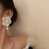 Кружевные цветочные модные сетчатые серьги для девочек, серьги в корейском стиле, модные ювелирные изделия, гвоздики для ушей
