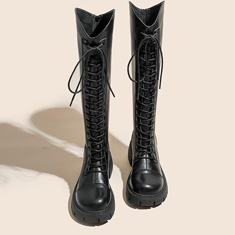 Новые женские утягивающие длинные сапоги, модные туфли на шнуровке, осенне-зимние женские элегантные рыцарские сапоги до колена