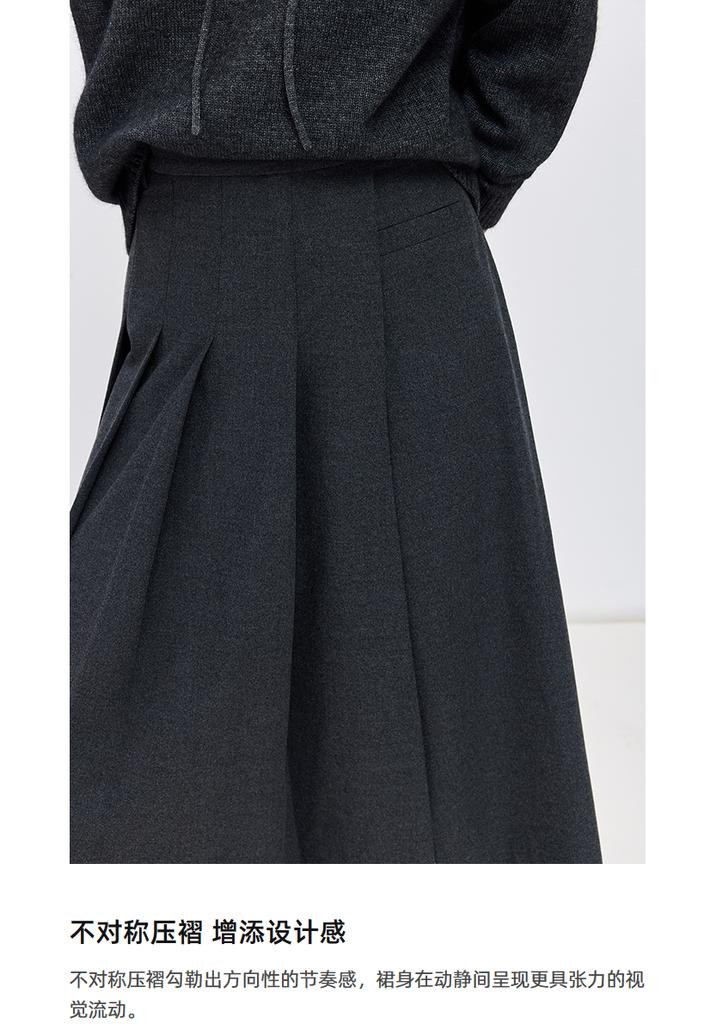 LILY Grey Pleated Half Skirt