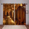 90% Shading Thick Red Wine Cellar Barrel Vintage Blackout Window Curtains For Bedroom Living Room Bathroom Kicthen Door Hall