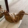 Korean Ins Large-capacity Retro Soft Leather Pleated Dumpling Bag Lazy Style Casual Versatile Horn Shoulder Messenger Bag