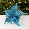 New 26cm Poinsettia Glitter Flower DIY Fake Flowers Christmas Flowers Large Wedding Decor Xmas Tree Decorations