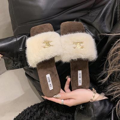 Мао Мао слово Интернет знаменитость осень и зима Корейская версия нового ароматного стиля плоские тапочки женская одежда иностранный стиль черный мода