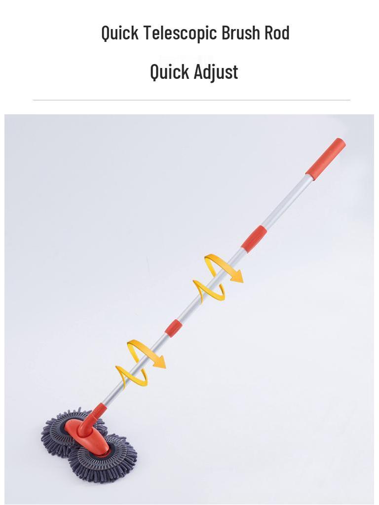 Телескопическая швабра для мытья автомобиля с двумя головками из шенилла и мягкой щетиной