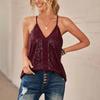 Summer Sequined Camisole Vest, Fashionable And Versatile V-neck Sleeveless Top For Women