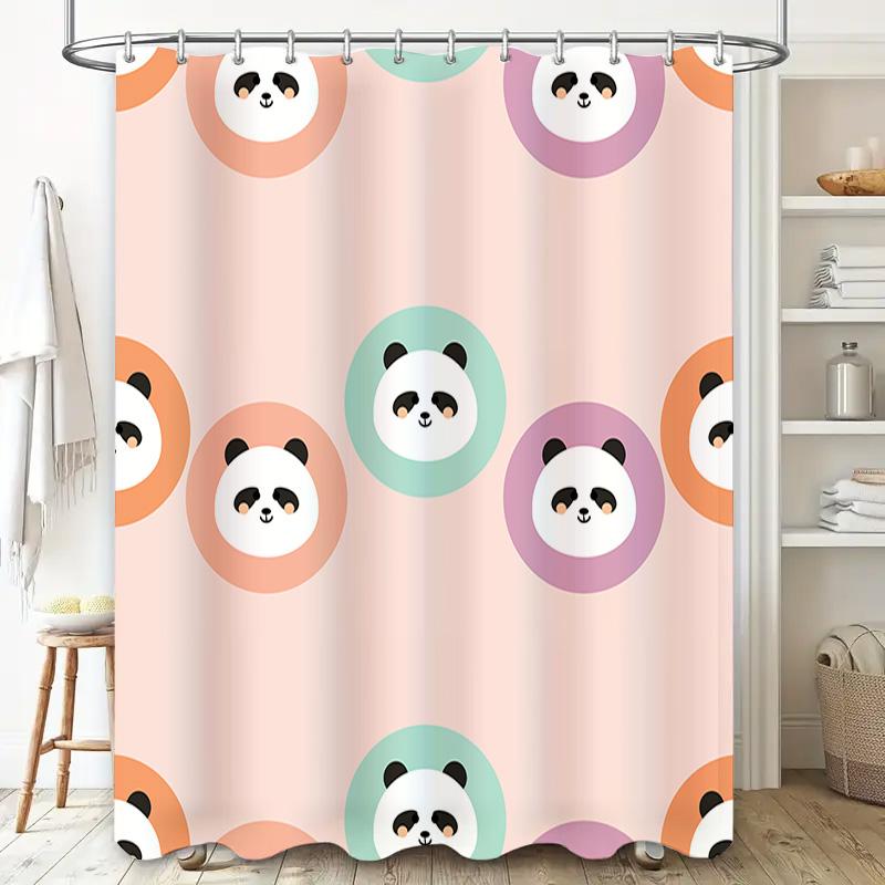 Cute Cartoon Panda Round Shower Curtain Fabric Waterproof Bath Decor Home Decoration