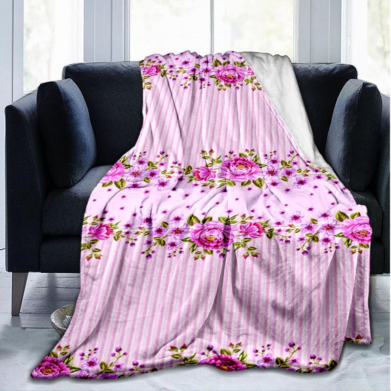 Floral Fantasy blanket Personalized Name Flannel Blanket Soft Cozy Plush Throw for Sofa Bed Lightweight Home Décor