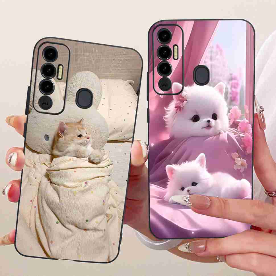 Simple Design Cartoon For Tecno Spark 7P KF7j Case Silicone TPU Black Cover For Tecno Spark7P 7p 6.8" Bumper Phone Cases Fundas