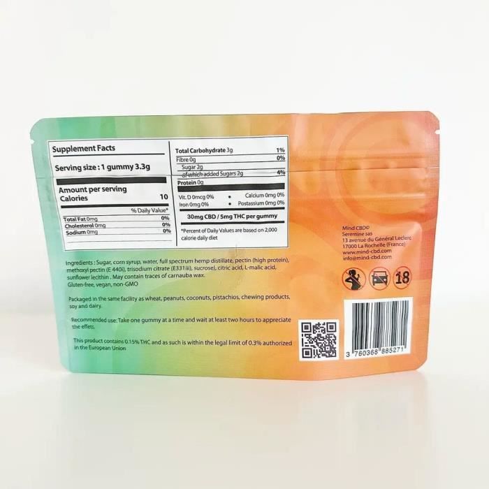 20 жевательных конфет КБД 30 мг + ТГК 5 мг (5 вкусов на выбор) Мультифрукты / 2 пакетика