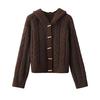 Twist Casual Top Hooded Jacket Sweater Womens Autumn Winter Knitwear Cable Long Sleeve Cardigan Loose