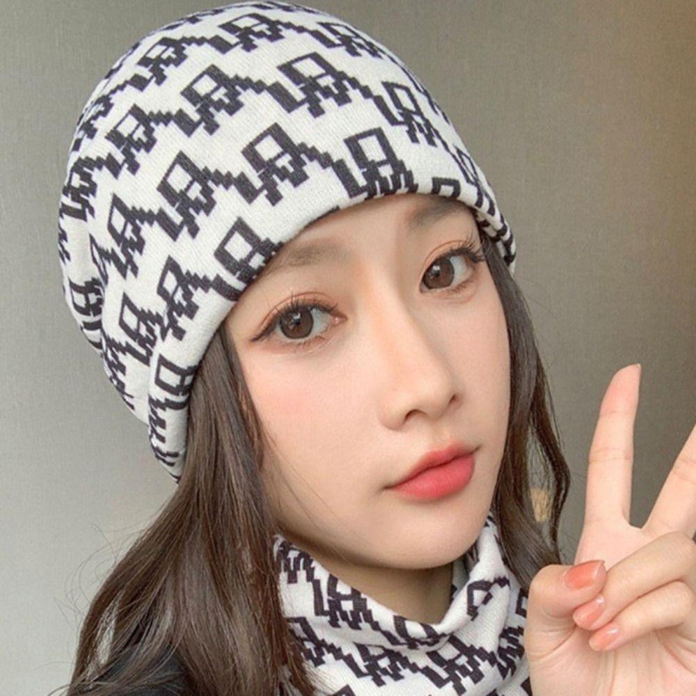Multi-purpose Women Printed Scarf Casual Warm Face Mask New Twisted Cap