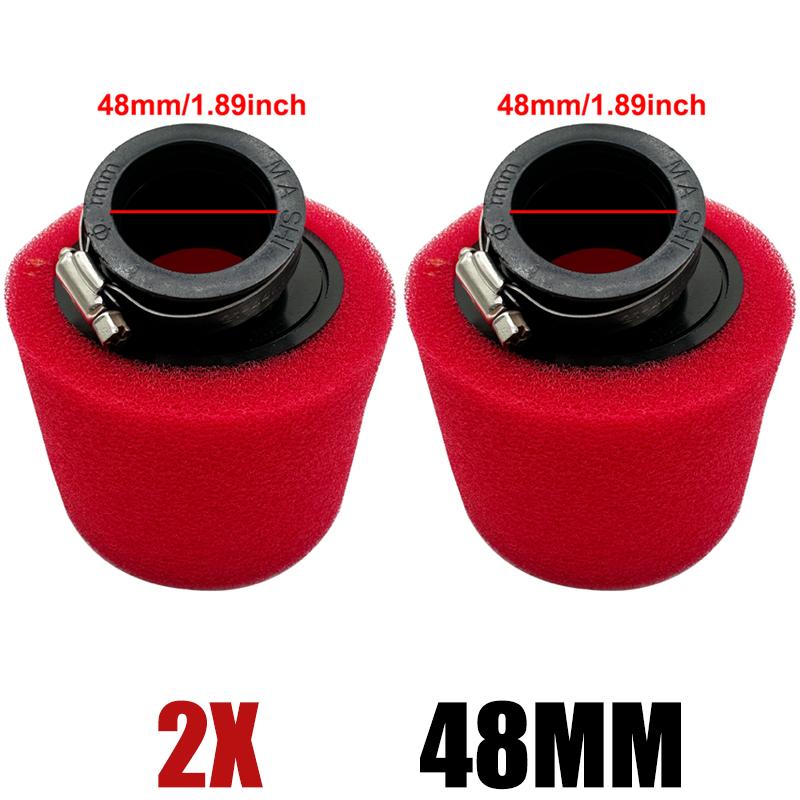 2PCS 35/38-40/42/45/48mm Bent Neck Foam Air Filter Sponge Cleaner Clamp-on Moped Scooter For 110/125/150/250cc Dirt Pit Bike