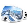 Geekin New Ski and Snowboard Glasses and UV400 OTG UV Wide Field of Helmet Frame with Silver Goggles, Compatible, Men's Women's, Protection,
