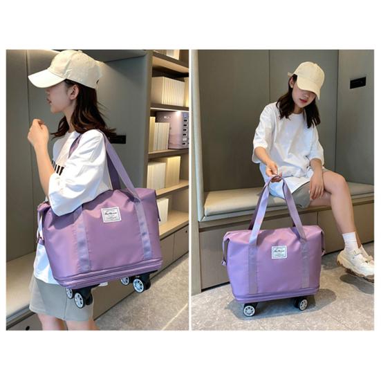 Travel Bag with Duffel Large Capacity Detachable Wheels Dry Wet Separation Waterproof Oxford