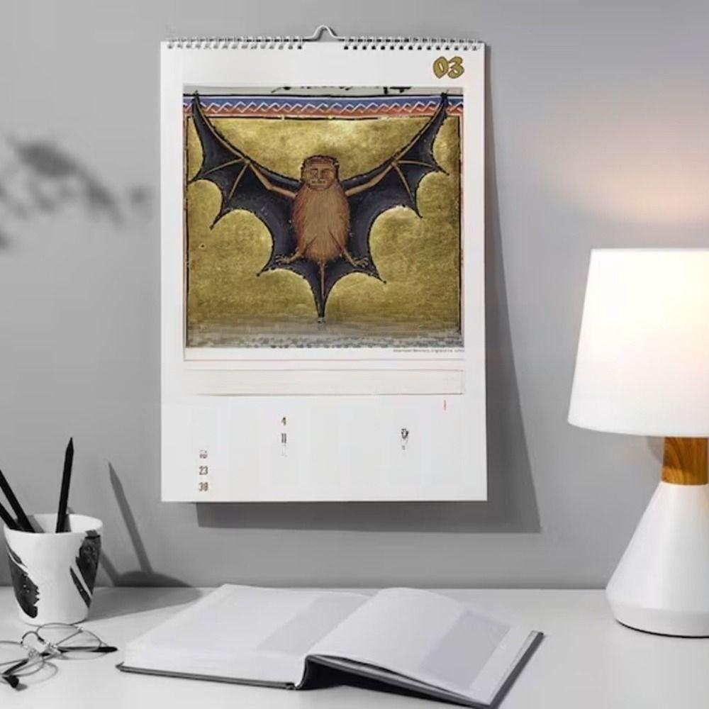 Daily Weekly Monthly Wall Calendar Medieval Horse Painting 12 Month Planner  For Bedroom